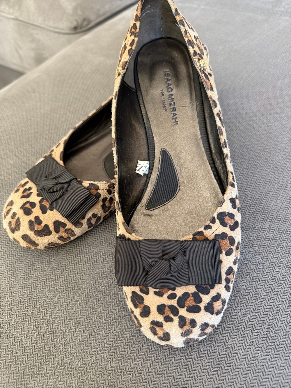 Report Leopard Print Ballet Flats with Black Bow